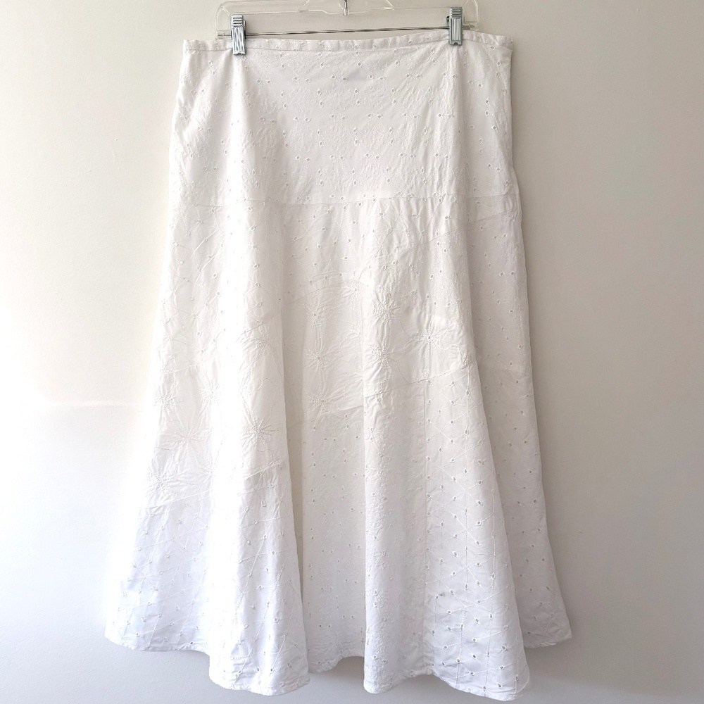 Appraisal Plus Mixed Eyelet Tiered Lined Cotton Skirt Spring Easter Below Knee